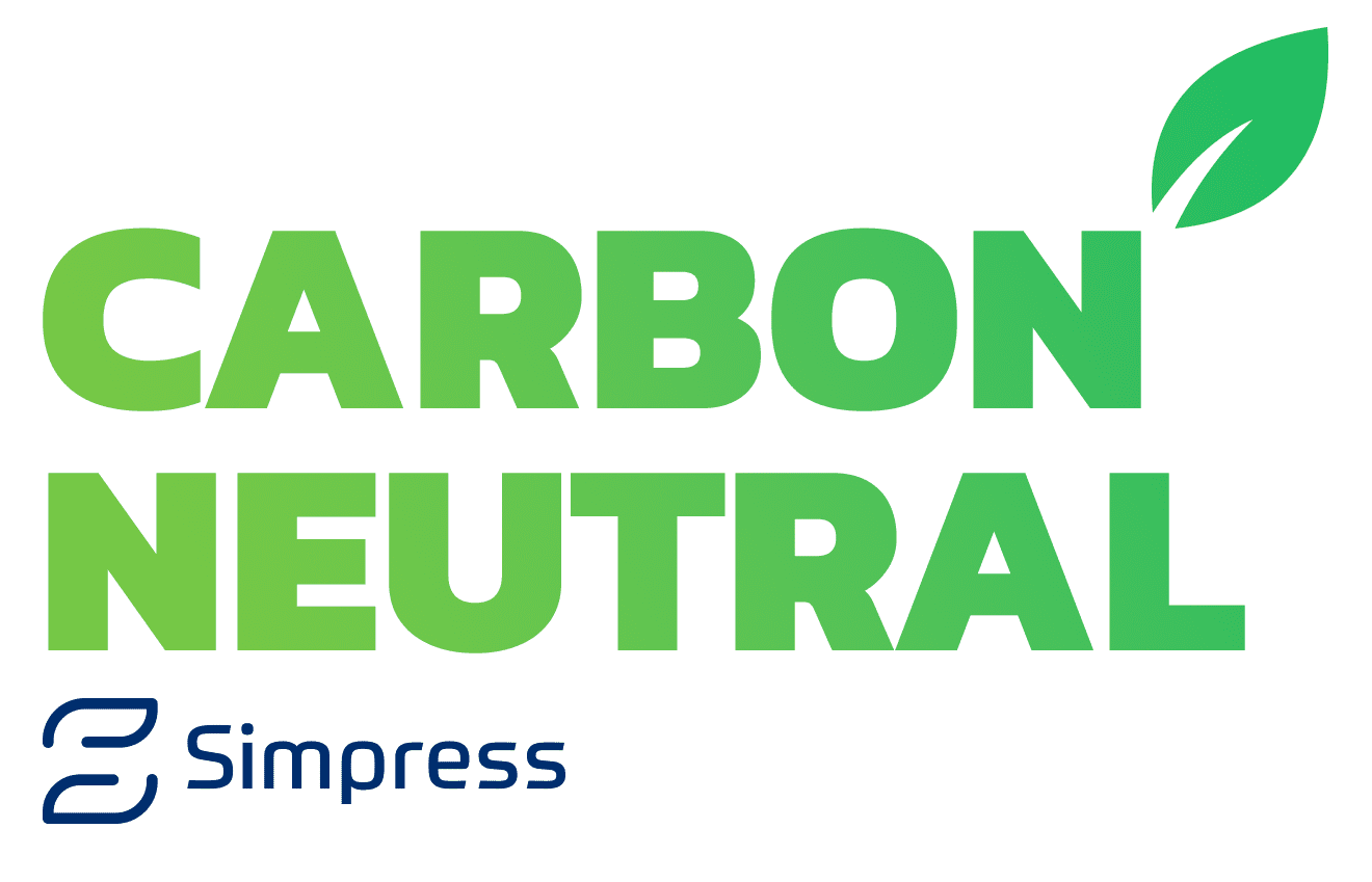 logo colorido do programa Carbon Neutral, de neutralização de carbono da Simpress