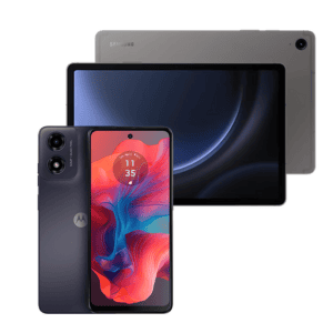 imagem de um smartphone da Motorola em primeiro plano e um tablet da Samsung em segundo plano