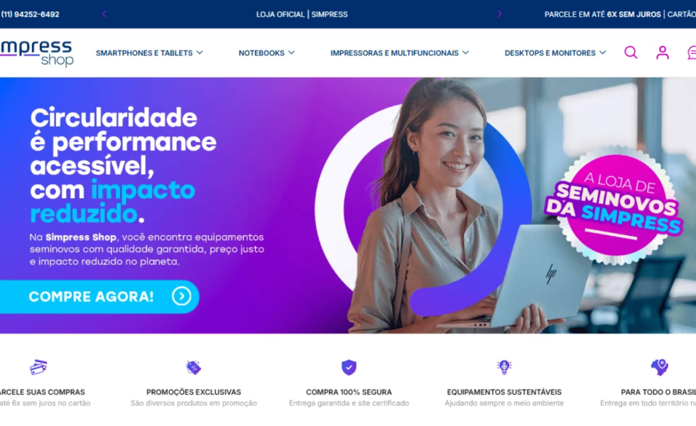 Simpress lança novo braço de negócios com loja online de notebooks e celulares seminovos